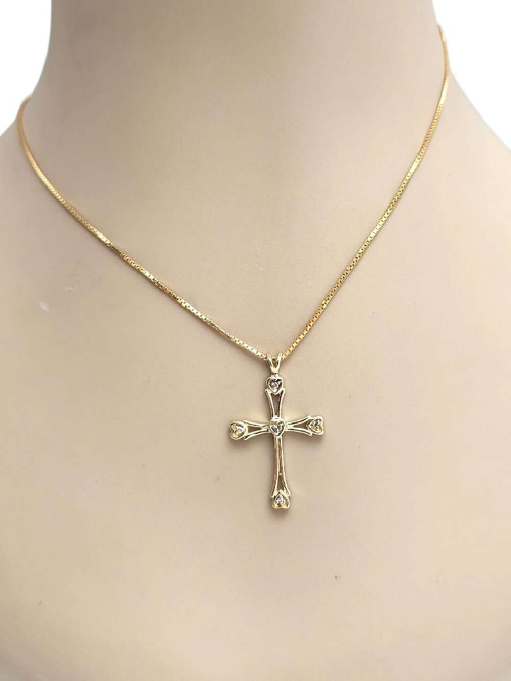 14K Yellow Gold Diamond Heart Cross Pendant #25292 - Picture 5 of 5